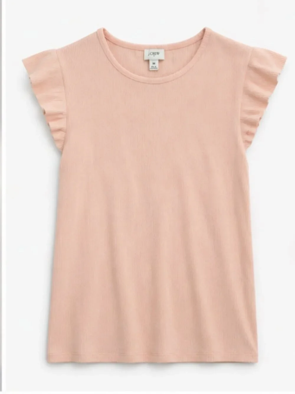 J.Crew Blush Ribbed Flutter Sleeve Top Medium Soft Cotton Modal
